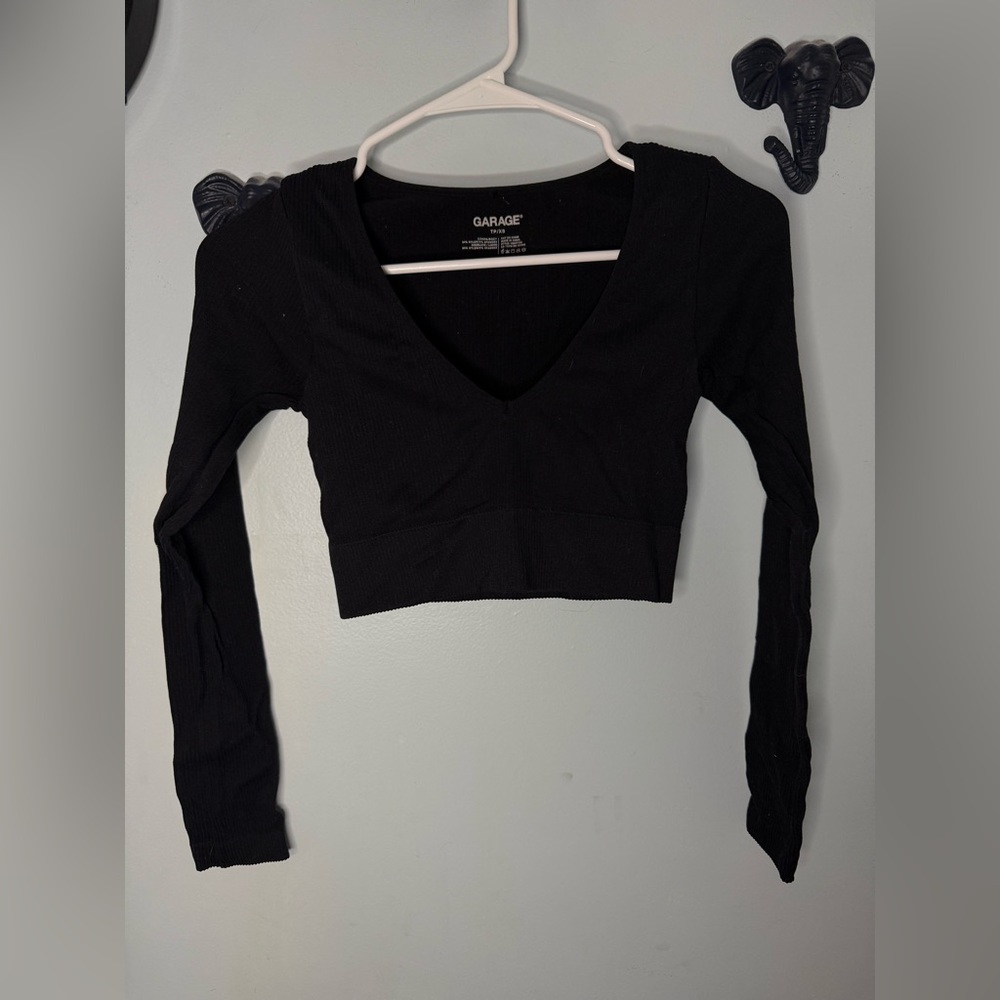 Garage Black Long Sleeve Crop Top